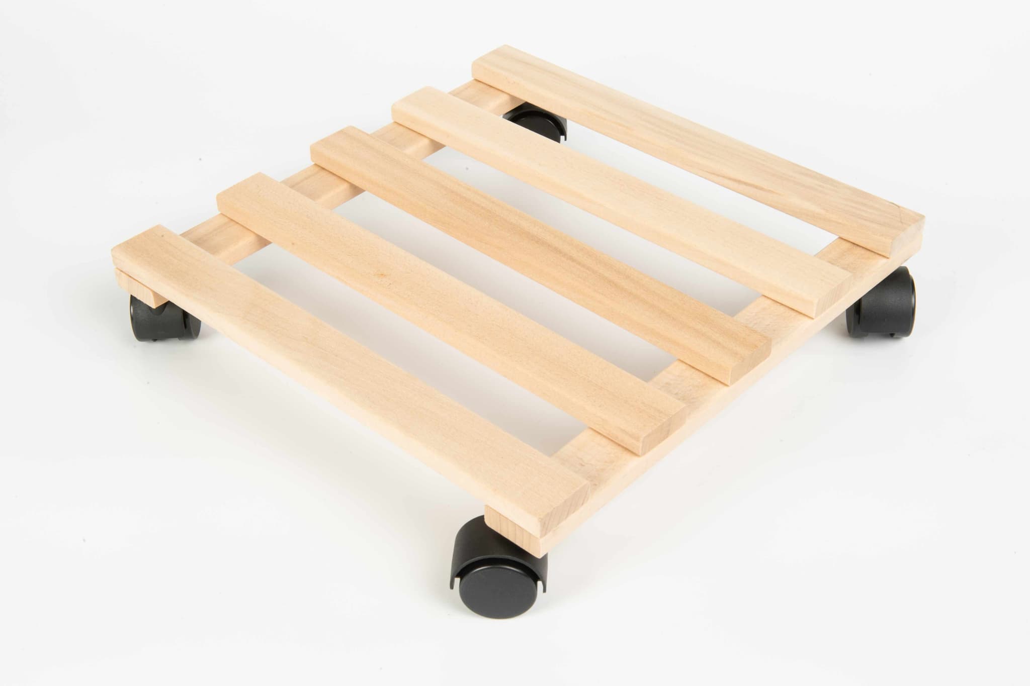 Suport Ghiveci cu Role, Lemn Fag, 35x35 cm, Natur