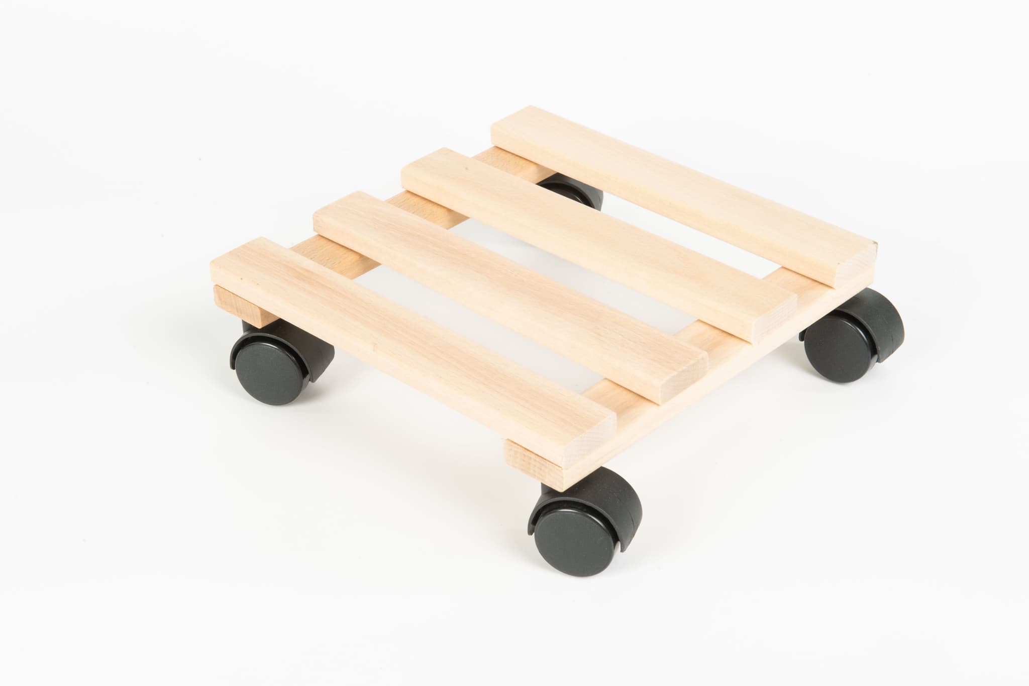 Suport Ghiveci cu Role, Lemn Fag, 25x25 cm, Natur