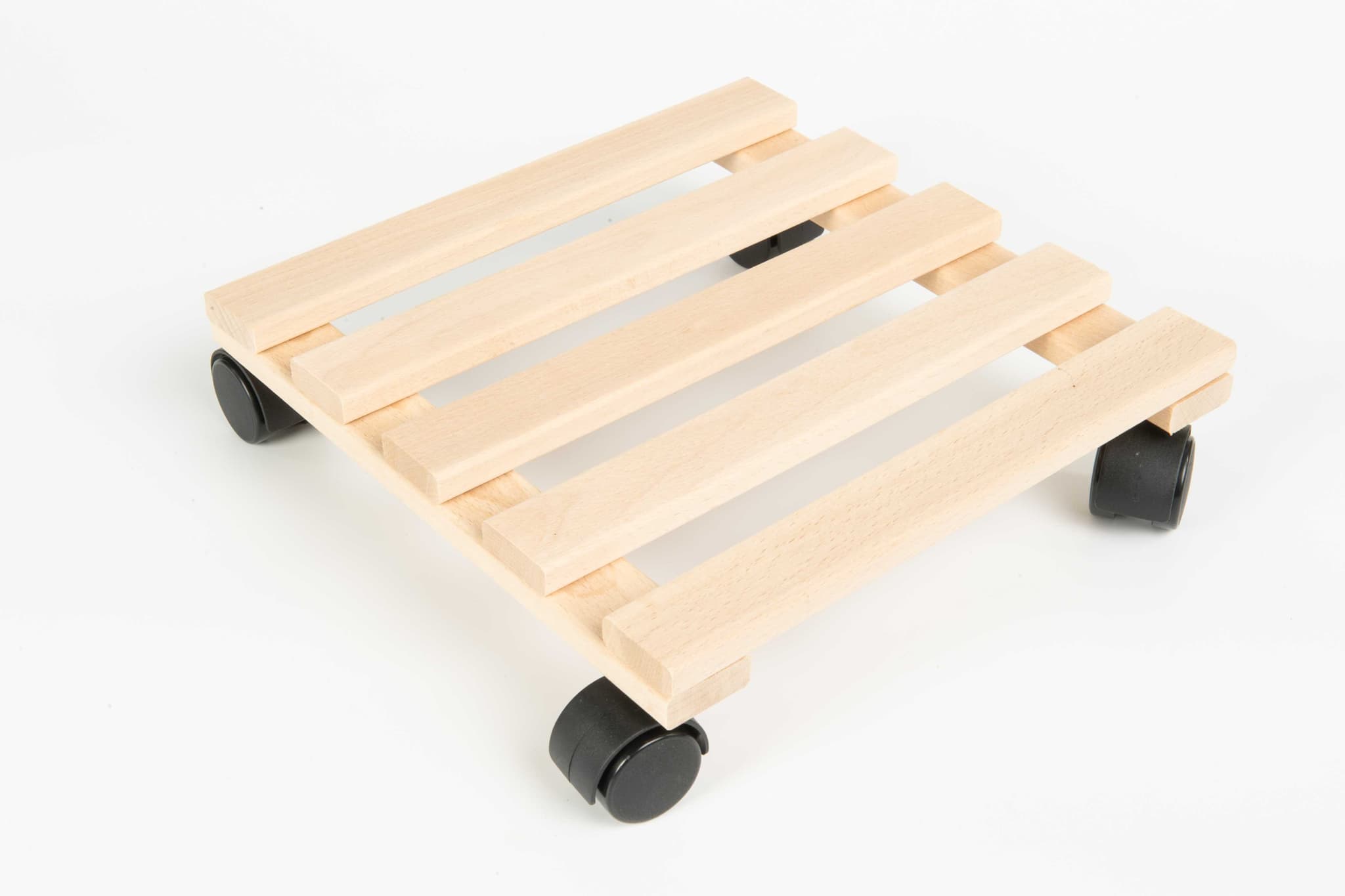 Suport Ghiveci cu Role, Lemn Fag, 30x30 cm, Natur