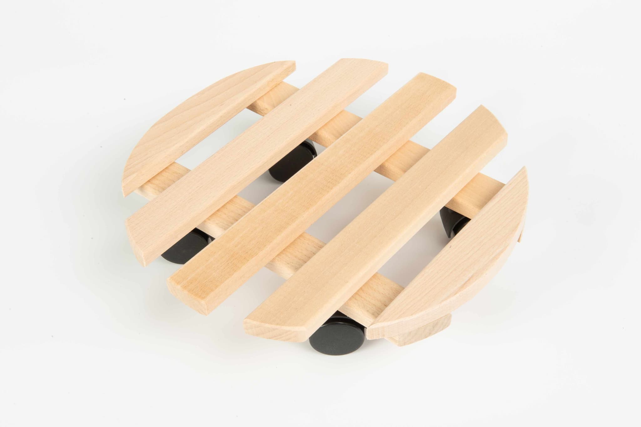 Suport Ghiveci cu Role, Lemn Fag, Ø 30cm, Natur Neted